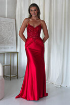 Raquel Bodycon Embellished Gown | Red - Oh Hello Clothing