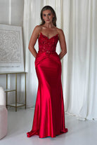 Raquel Bodycon Embellished Gown | Red - Oh Hello Clothing