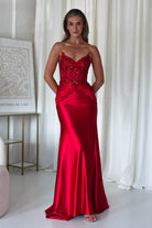 Raquel Bodycon Embellished Gown | Red - Oh Hello Clothing