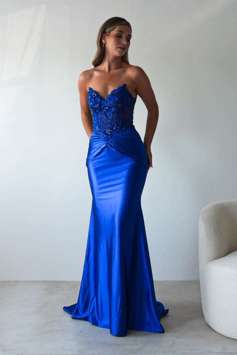 Raquel Bodycon Embellished Gown | Royal Blue