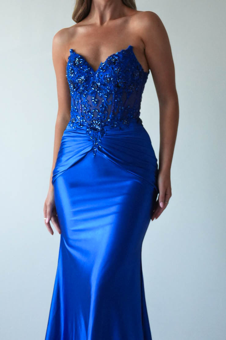 Raquel Bodycon Embellished Gown | Royal Blue