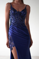 Regina Embellished Bodice Gown | Midnight Blue - Oh Hello Clothing