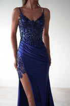 Regina Embellished Bodice Gown | Midnight Blue - Oh Hello Clothing