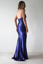 Pranvera Embellished Micro Crystal Gown | Dusty Navy - Oh Hello Clothing