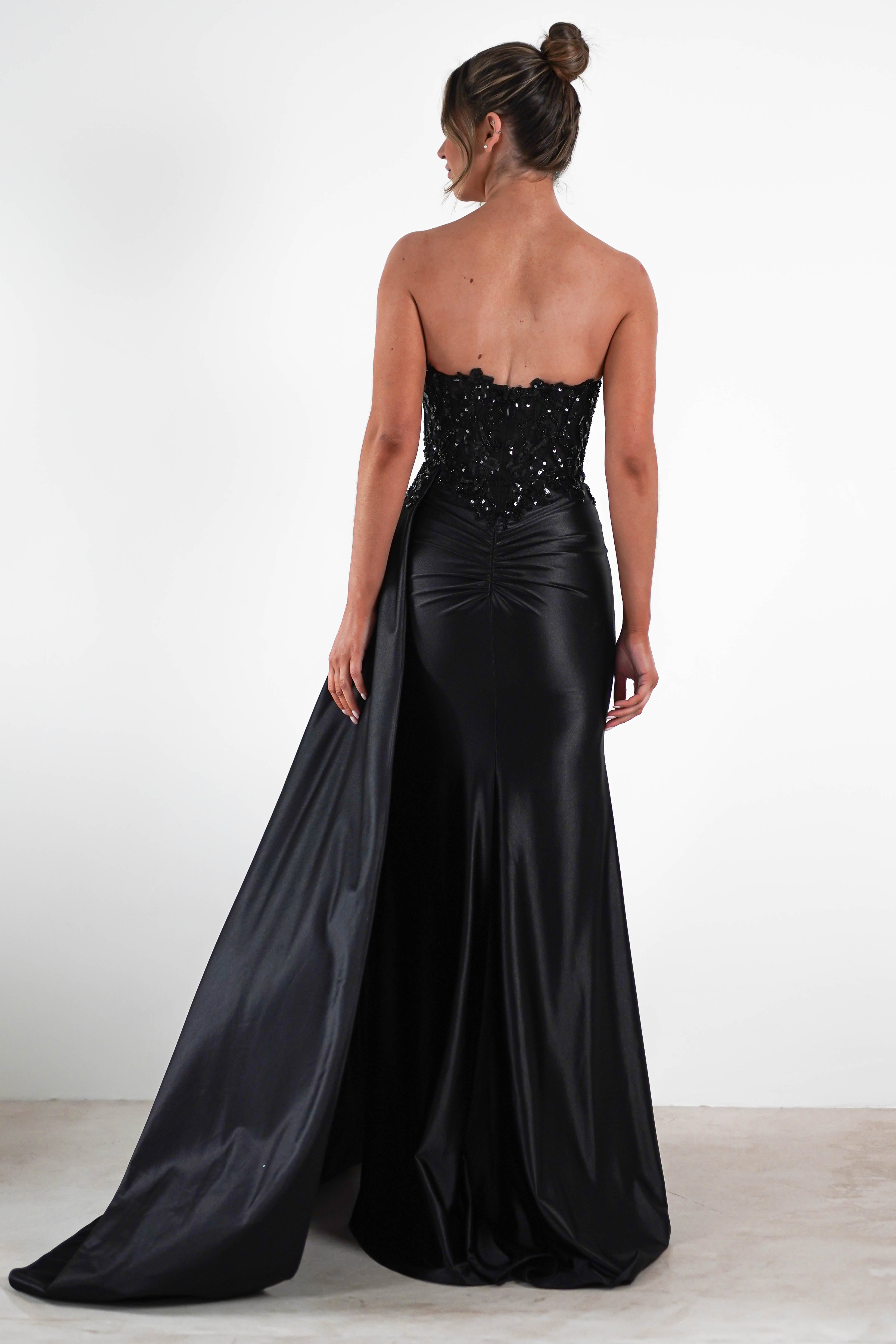 Saraya Bodycon Embellished Gown | Black - Oh Hello Clothing