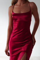 Celinee Satin Maxi Gown | Red - Oh Hello Clothing