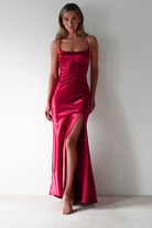 Celinee Satin Maxi Gown | Red - Oh Hello Clothing
