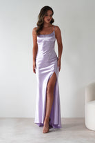 Celinee Satin Maxi Gown | Lilac - Oh Hello Clothing