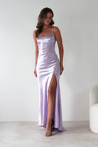 Celinee Satin Maxi Gown | Lilac - Oh Hello Clothing