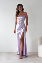 Celinee Satin Maxi Gown | Lilac - Oh Hello Clothing