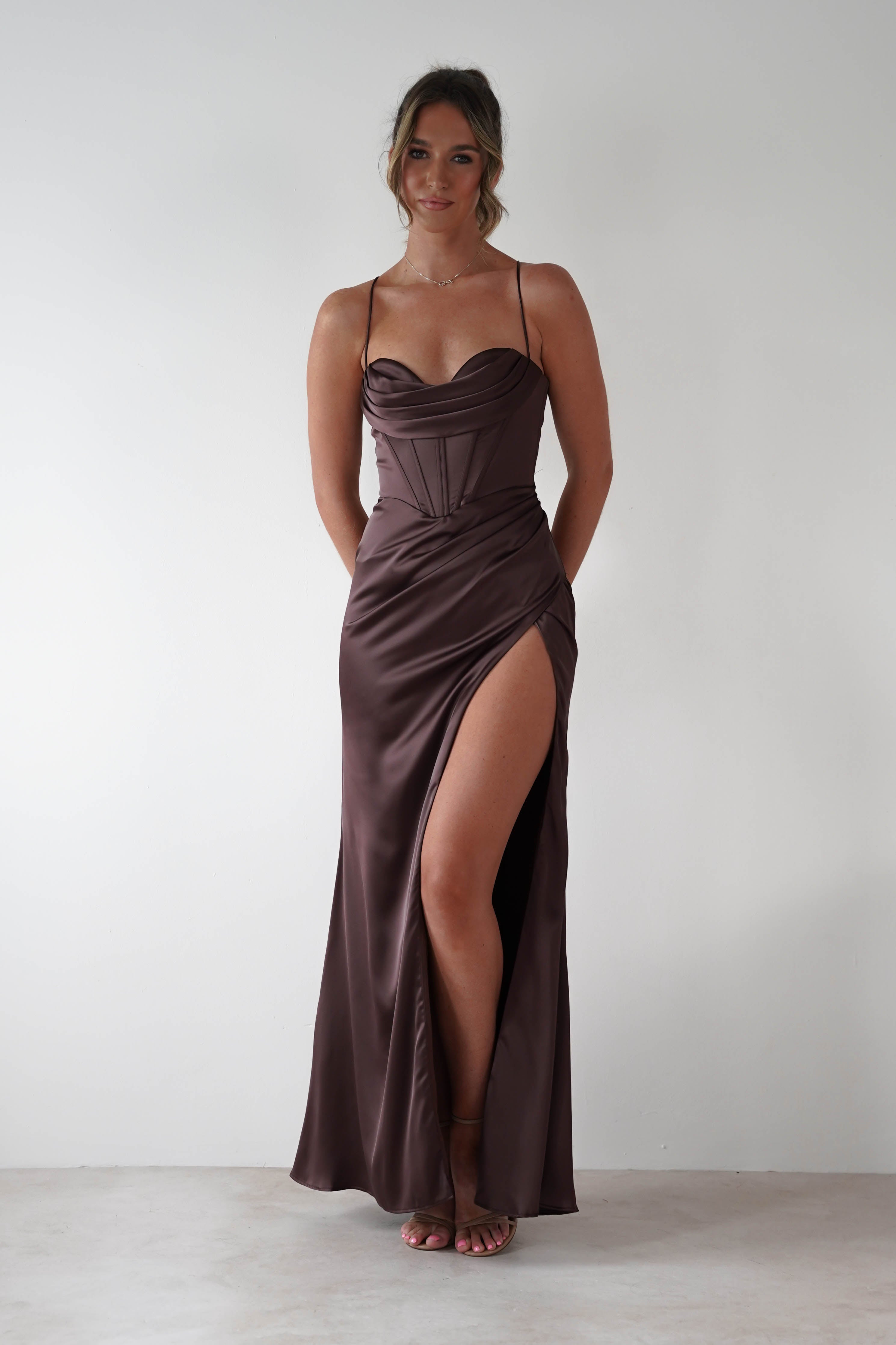 Cinderella Dresses 1*DONE -CINDERALLA-7483-BROWN STRAPLESS GOWN