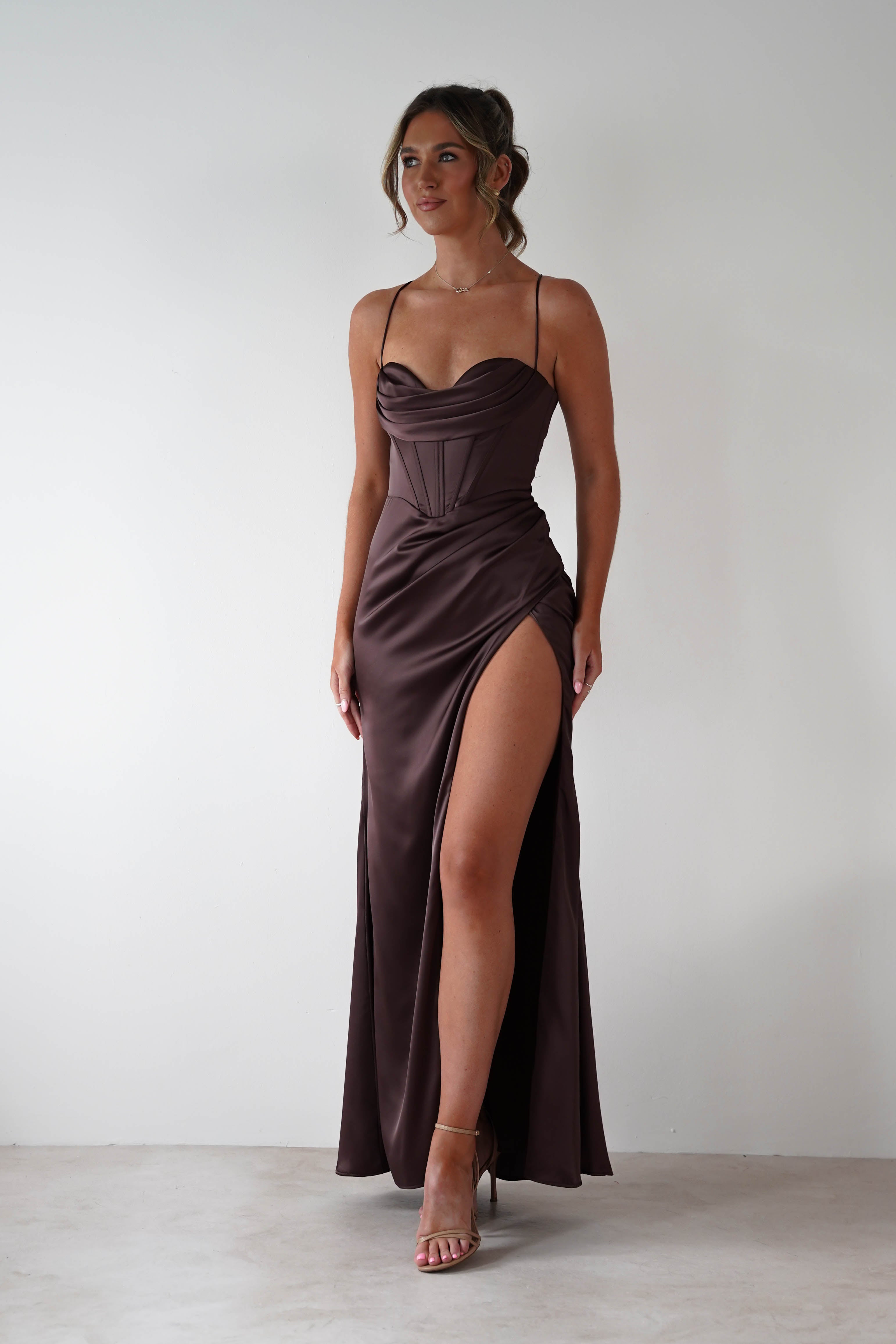 Cinderella Dresses 1*DONE -CINDERALLA-7483-BROWN STRAPLESS GOWN