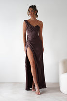 Cinderella Dresses 1*DONE -CINDERALLA-7488-BROWN ONE SHOULDER GOWN