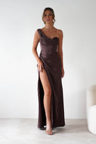 Cinderella Dresses 1*DONE -CINDERALLA-7488-BROWN ONE SHOULDER GOWN
