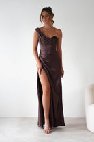 Cinderella Dresses 1*DONE -CINDERALLA-7488-BROWN ONE SHOULDER GOWN