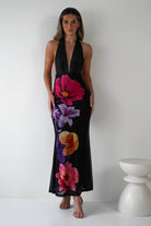 Elanor Floral Print Mesh Maxi  | Black - Oh Hello Clothing