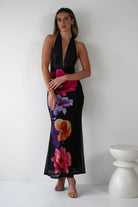 Elanor Floral Print Mesh Maxi  | Black - Oh Hello Clothing