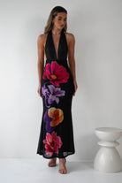 Elanor Floral Print Mesh Maxi  | Black - Oh Hello Clothing