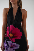 Elanor Floral Print Mesh Maxi  | Black - Oh Hello Clothing