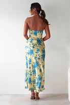 Anthonia Floral Satin Maxi  | Yellow/Blue - Oh Hello Clothing