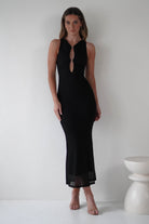 SASHA Dresses Hallie Mesh Bodycon Maxi Dress | Black