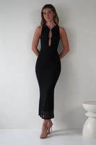 SASHA Dresses Hallie Mesh Bodycon Maxi Dress | Black