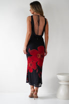 Meadow Mesh Maxi Dress | Black/Red | Oh Hello Clothing | XS (6)