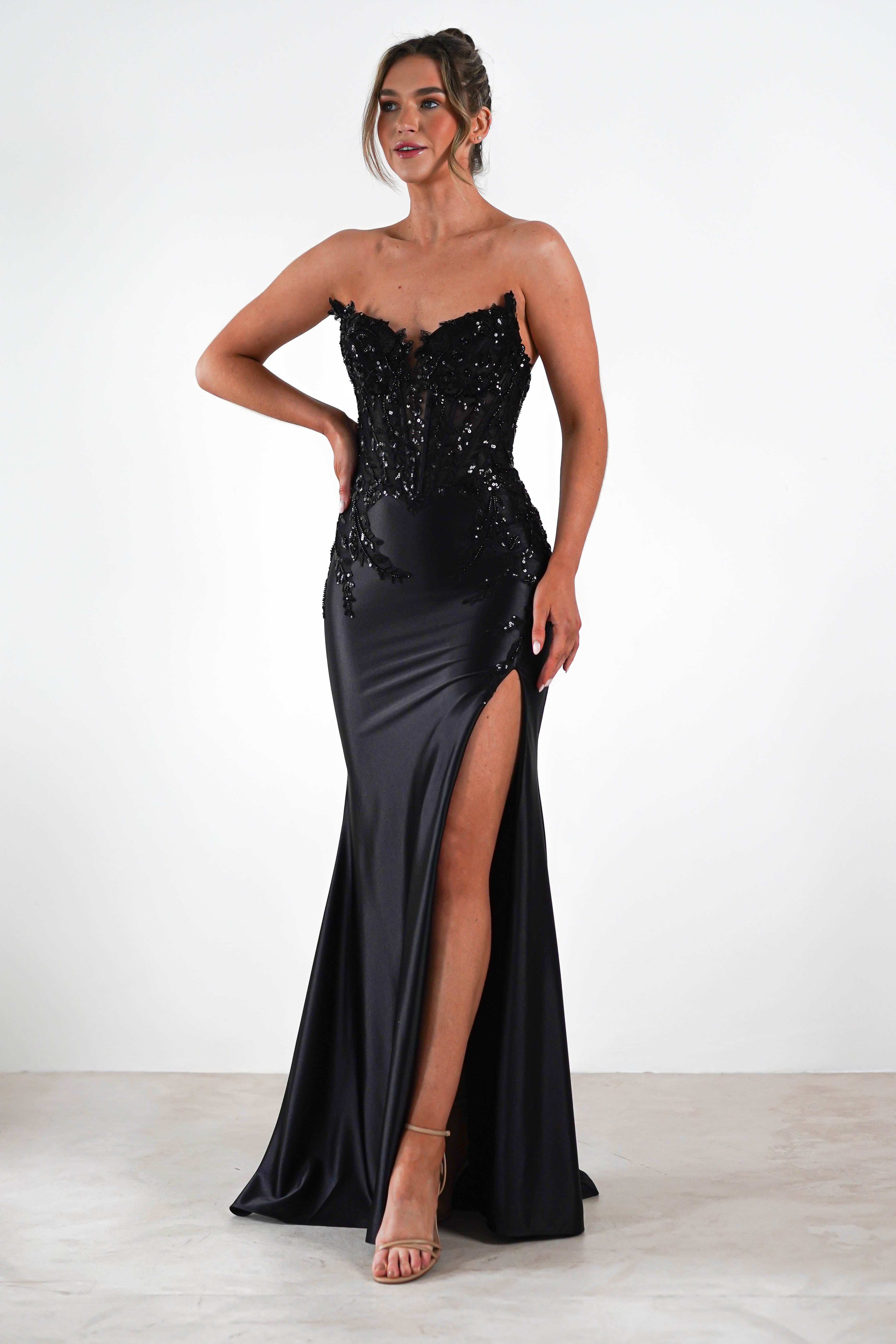 Dallas Luxe Embellished Gown Black – Oh Hello Clothing
