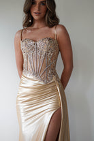 Diva Embellished Corset Gown | Gold - Oh Hello Clothing