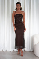 ERICKH Dresses 1*DONE -ERICKH- 138282-BROWN SEQUIN DRESS/LOOKS LIKE KASHIA