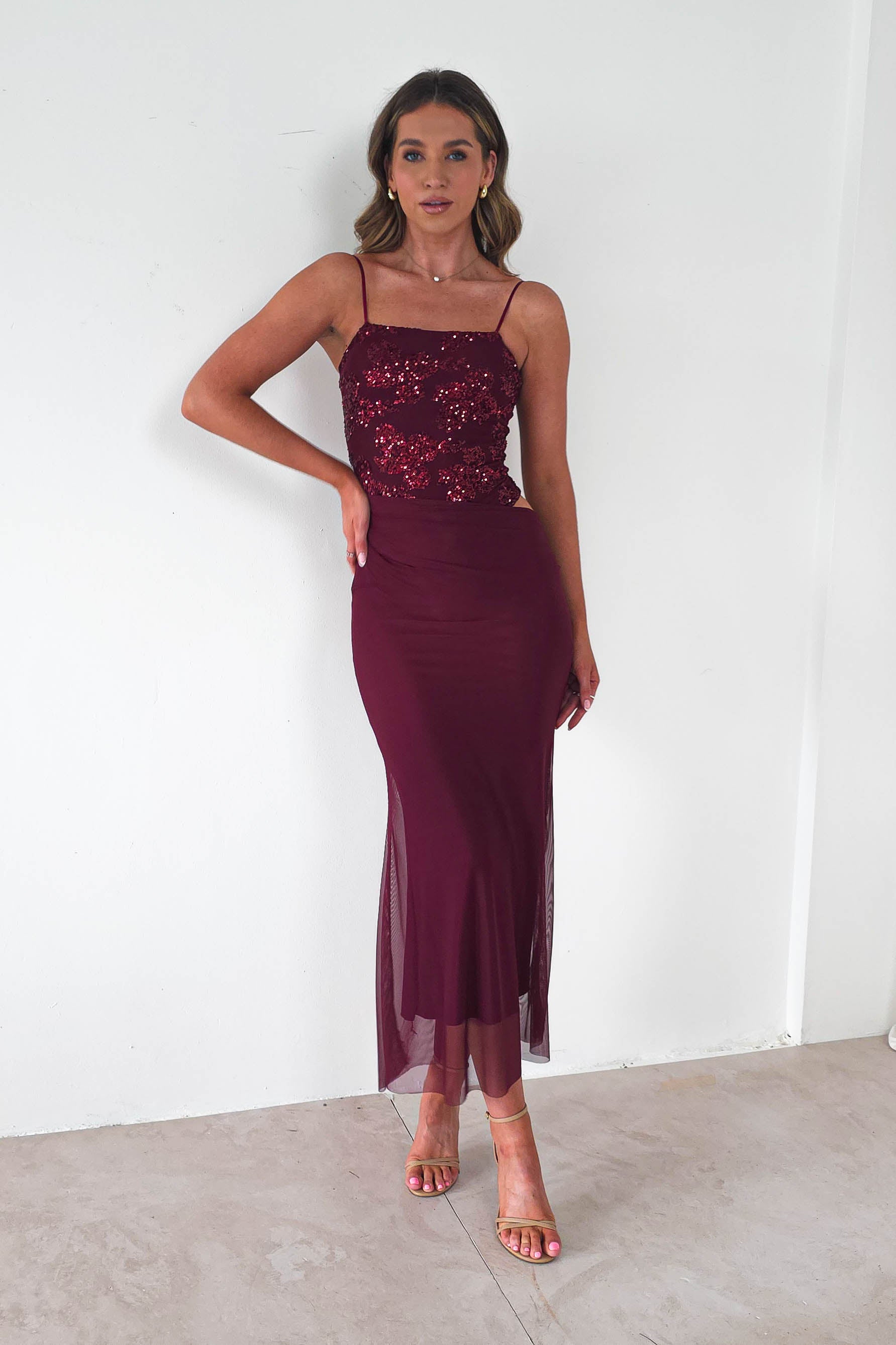 ERICKH Dresses 1*DONE -ERICKH- 138282-WINE SEQUIN DRESS/LOOKS LIKE KASHIA