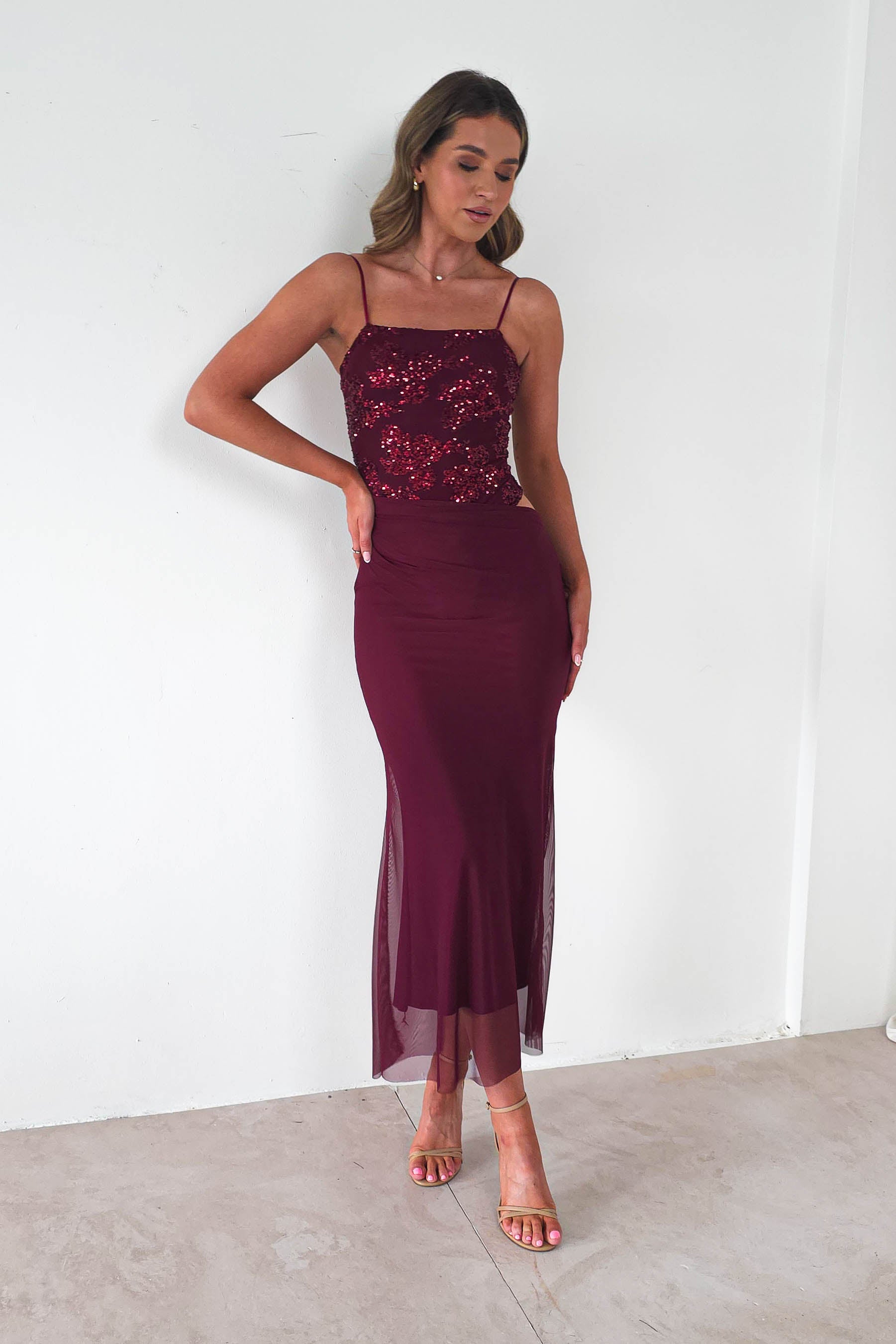 ERICKH Dresses 1*DONE -ERICKH- 138282-WINE SEQUIN DRESS/LOOKS LIKE KASHIA