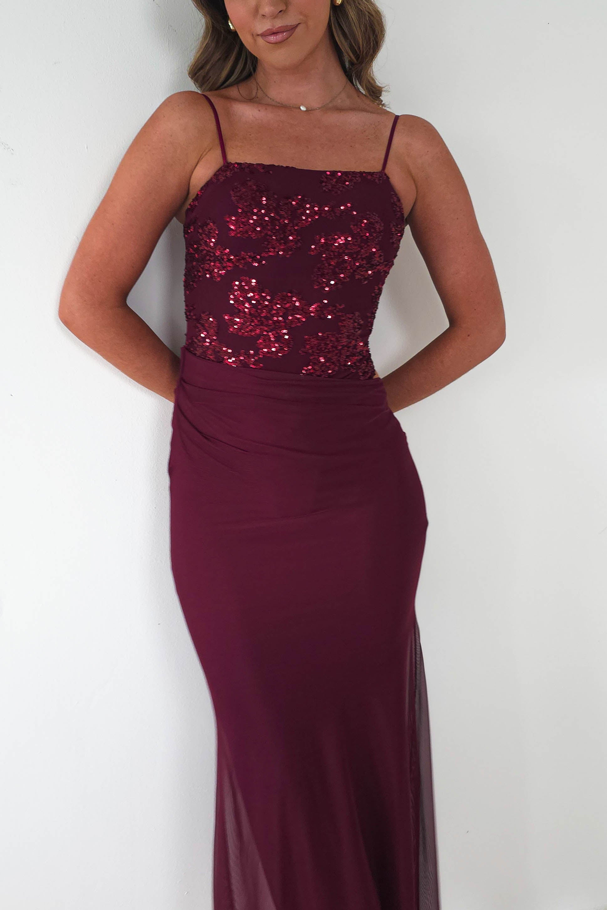 ERICKH Dresses 1*DONE -ERICKH- 138282-WINE SEQUIN DRESS/LOOKS LIKE KASHIA