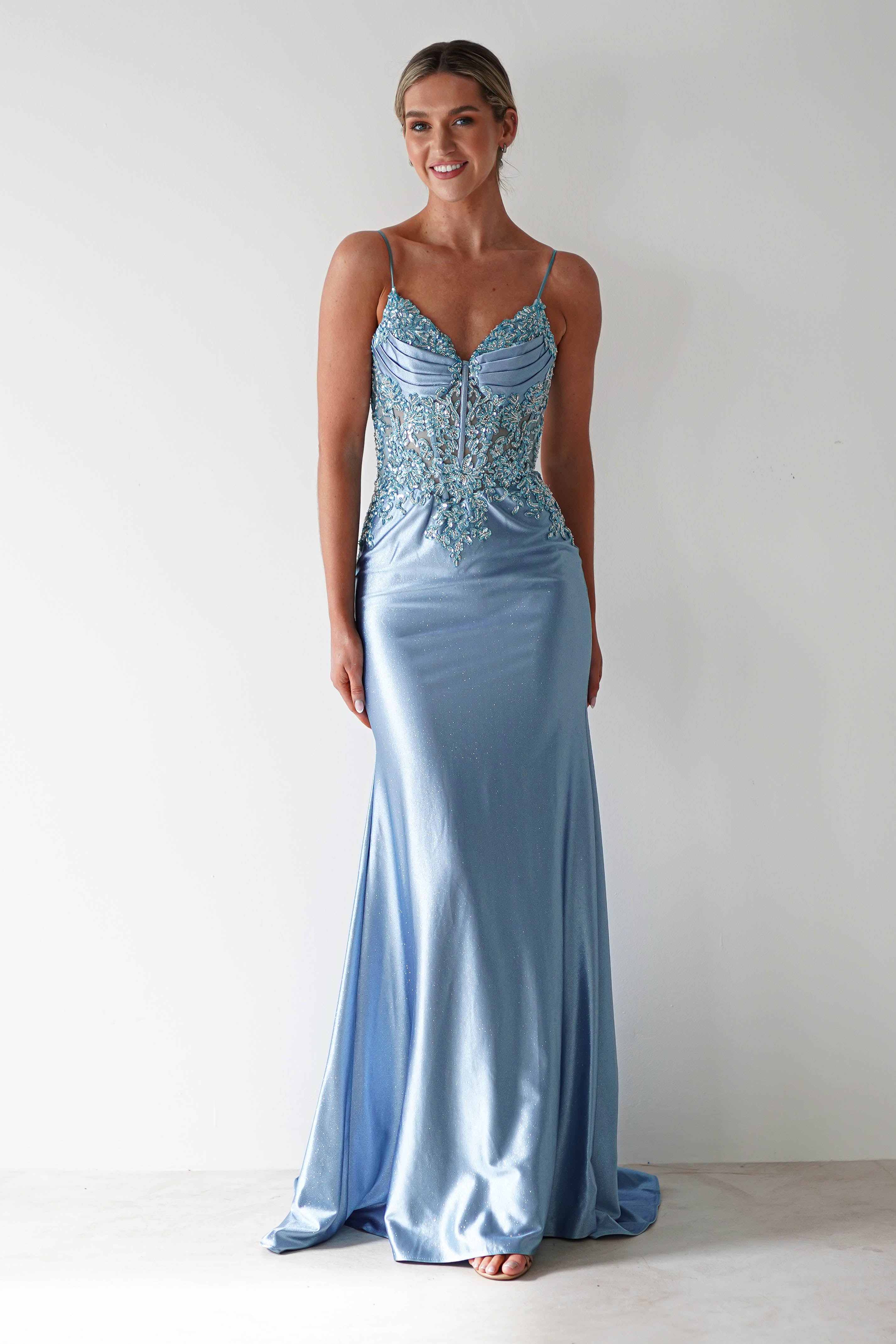 Cinderella On Sale Eternity Glitter Bodycon Gown | Dusty Blue