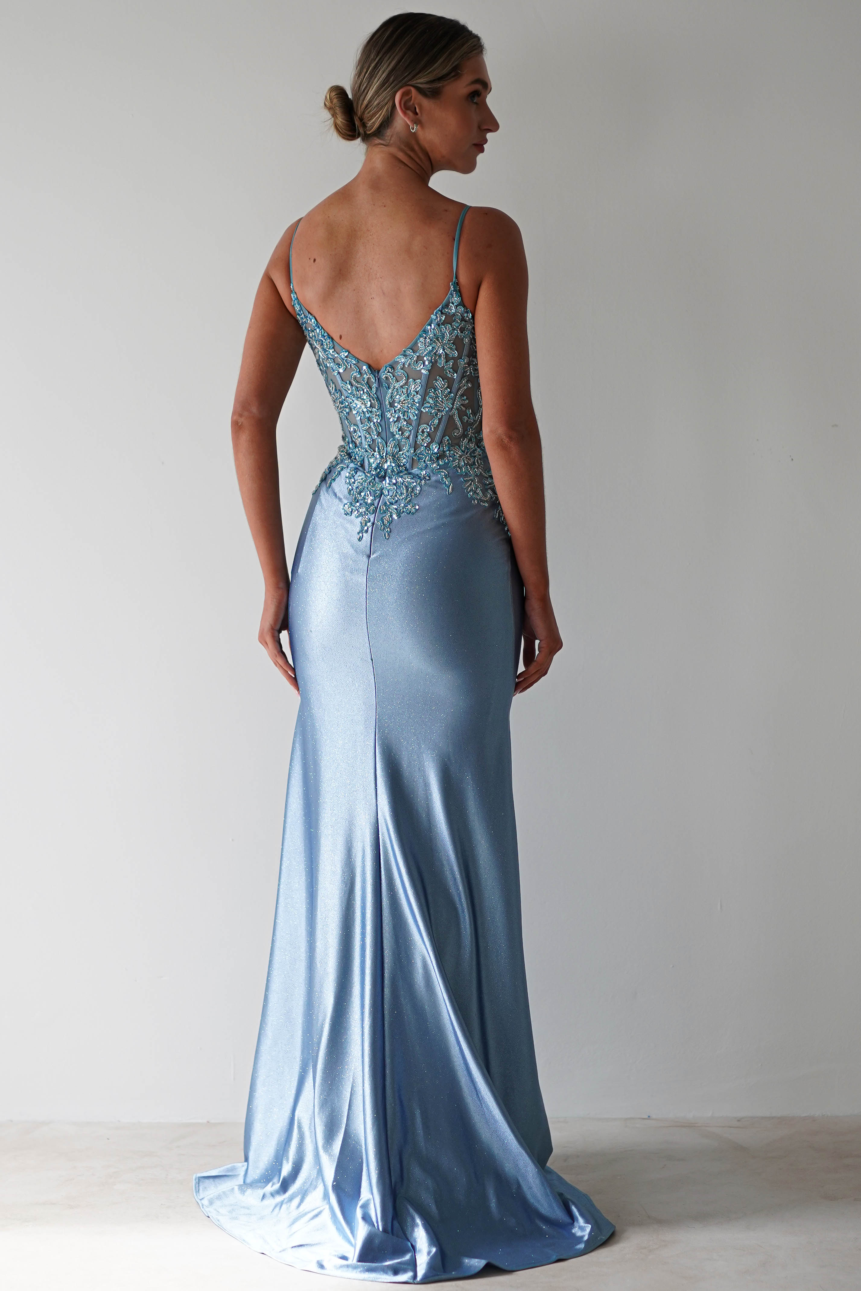 Cinderella On Sale Eternity Glitter Bodycon Gown | Dusty Blue