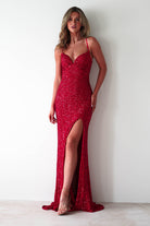 Clarisse Bodycon Sequin Gown | Red - Oh Hello Clothing