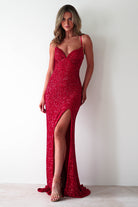 Clarisse Bodycon Sequin Gown | Red - Oh Hello Clothing