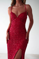 Clarisse Bodycon Sequin Gown | Red - Oh Hello Clothing