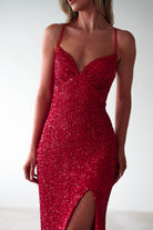 Clarisse Bodycon Sequin Gown | Red - Oh Hello Clothing