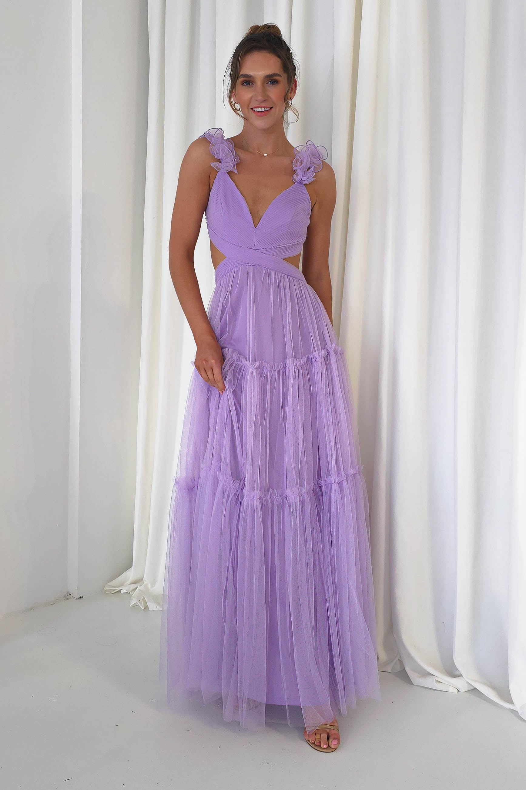 F&P On Sale Galiena Ruffle Tulle Maxi Dress | Lilac