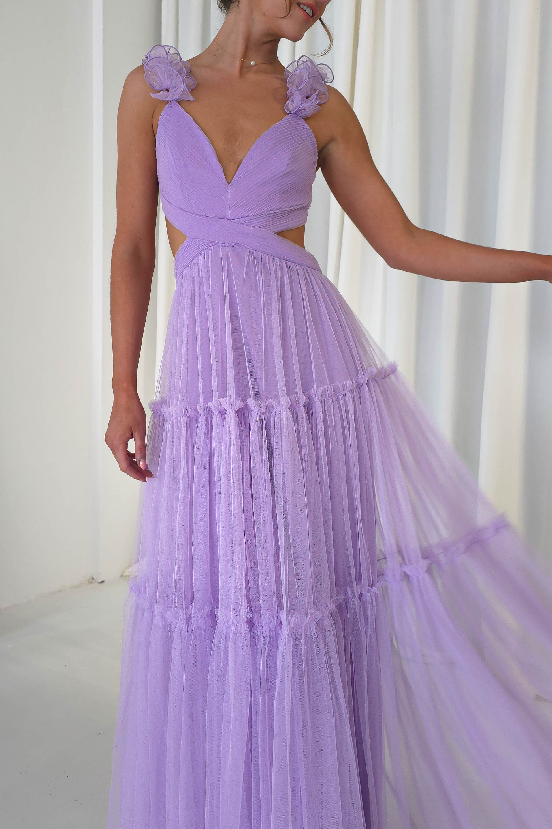 F&P On Sale Galiena Ruffle Tulle Maxi Dress | Lilac