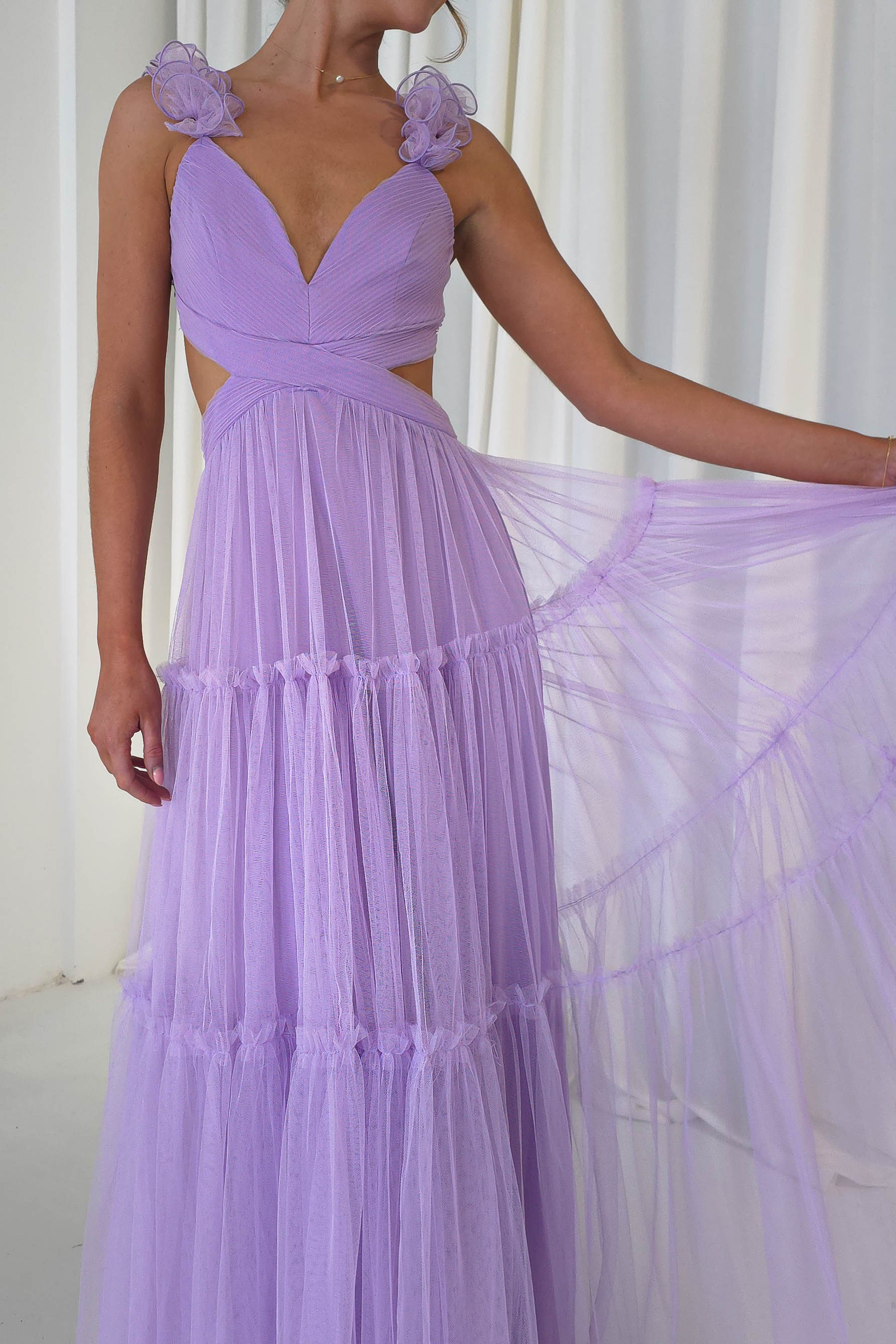 F&P On Sale Galiena Ruffle Tulle Maxi Dress | Lilac