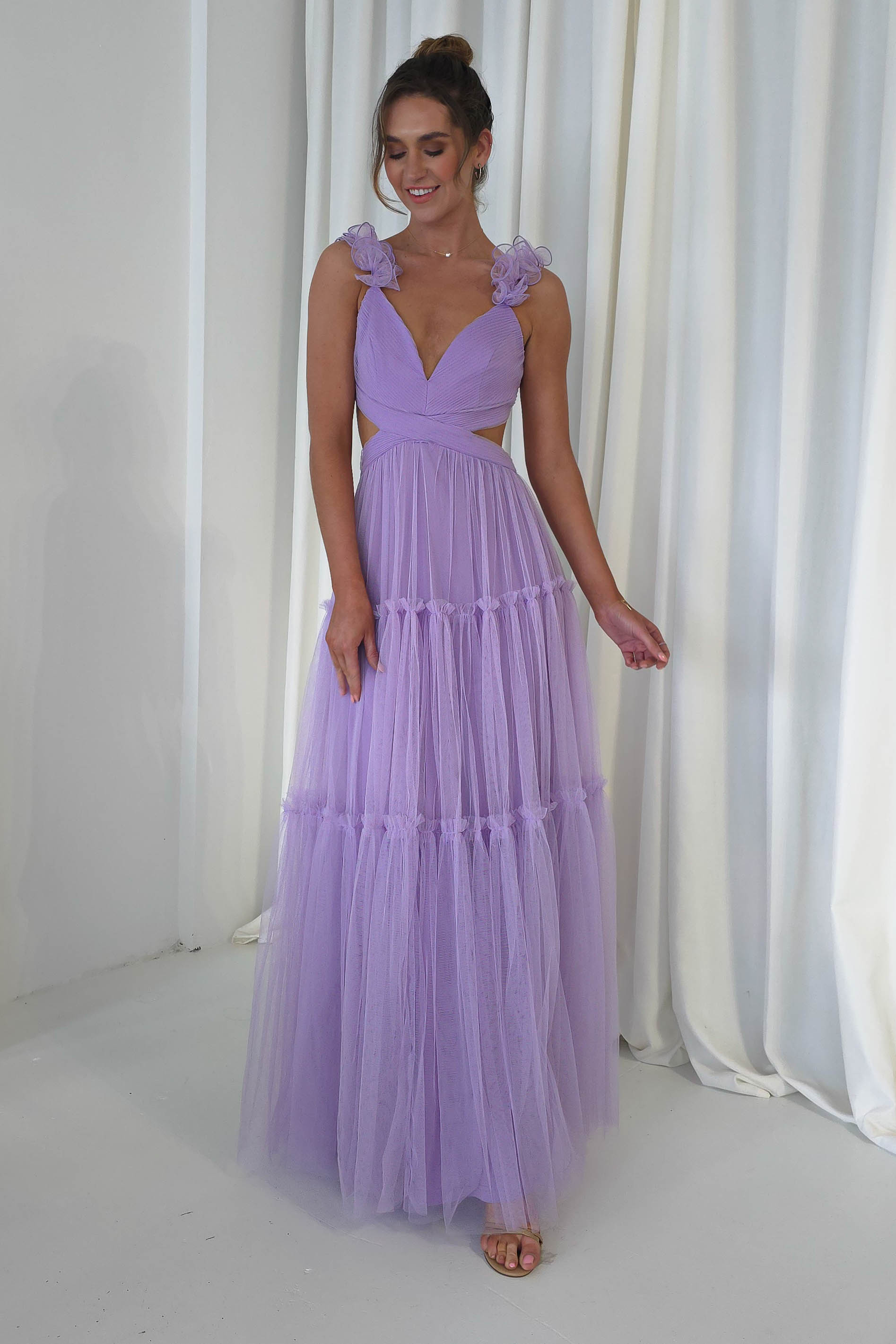 F&P On Sale Galiena Ruffle Tulle Maxi Dress | Lilac