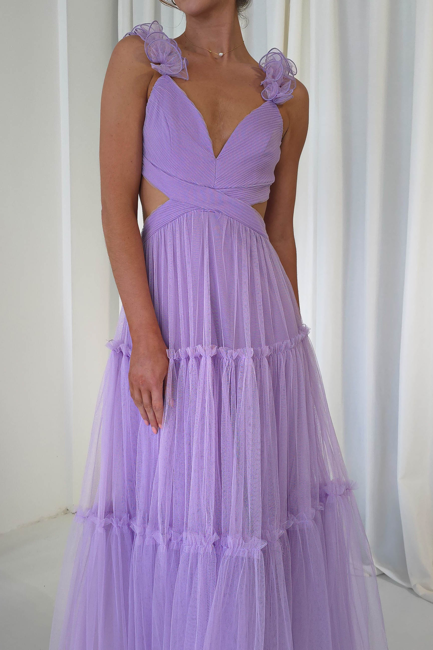F&P On Sale Galiena Ruffle Tulle Maxi Dress | Lilac