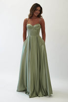 Georgia Soft Satin Maxi Gown | Sage - Oh Hello Clothing
