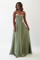 Georgia Soft Satin Maxi Gown | Sage - Oh Hello Clothing