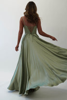 Georgia Soft Satin Maxi Gown | Sage - Oh Hello Clothing