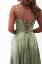 Georgia Soft Satin Maxi Gown | Sage - Oh Hello Clothing