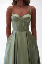 Georgia Soft Satin Maxi Gown | Sage - Oh Hello Clothing