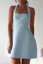 Spencer Halterneck Tweed Mini  | Blue - Oh Hello Clothing